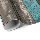 Papier Cadeau Texture en bois rustique Découpage Turquoise et Br (Coin rond)