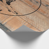 Papier Cadeau Texture en bois rustique et monogramme de cerfs su (Coin)