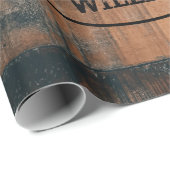 Papier Cadeau Texture en bois rustique et monogramme de cerfs su (Coin rond)