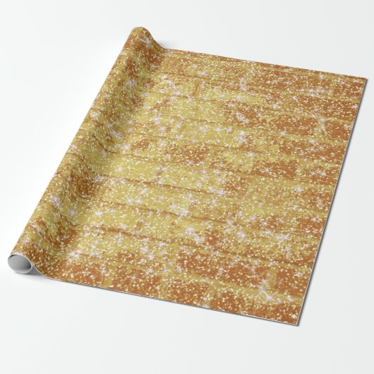 Papier Cadeau Texture en brique pierre Parties scintillant or Dé (Déroulé)