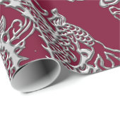 Papier Cadeau Texture en cuir de dragons argentés (Coin rond)