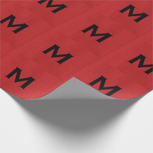 Papier Cadeau Texture en lin rouge avec Monogramme (Coin)
