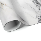 Papier Cadeau Texture en marbre blanc et noir (Coin rond)