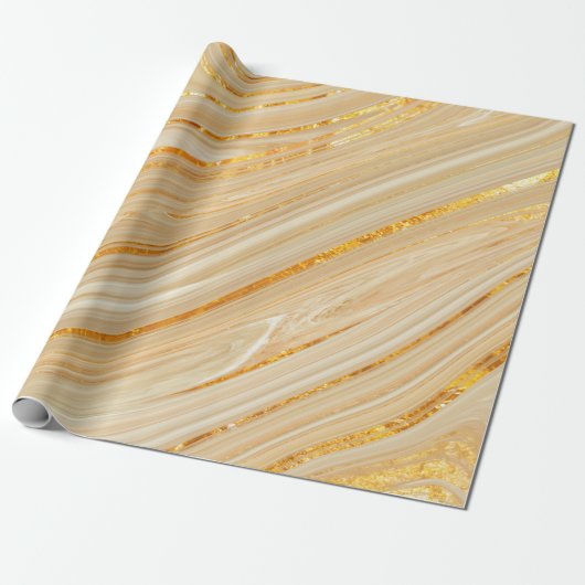 Papier Cadeau Texture en marbre doré (Déroulé)