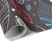 Papier Cadeau texture foliaire d'automne (Coin rond)