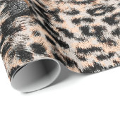 Papier Cadeau Texture léopard, motif poster de animal léopard (Coin rond)