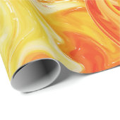 Papier Cadeau Texture marbrée par orange, technique riche d'ebru (Coin rond)