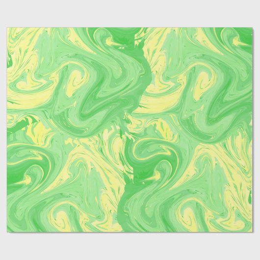 Papier Cadeau Texture marbrée vert clair, technique riche d'ebru (Plat)