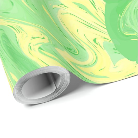 Papier Cadeau Texture marbrée vert clair, technique riche d'ebru (Coin rond)