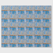 Papier Cadeau Texture métallique rouillée, fond rayé bleu. (Plat)