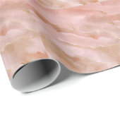 Papier Cadeau Texture or en marbre rose liquide (Coin rond)