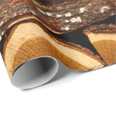 Papier Cadeau Texture. Pile de bois de feu haché stocké, hiver (Coin rond)