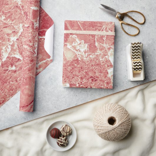 Papier Cadeau Texture rose en marbre d'or (Artisanat)