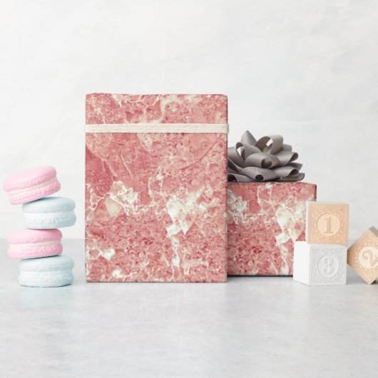 Papier Cadeau Texture rose en marbre d'or (Baby Shower)