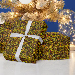 Papier Cadeau Texture rustique dorée avec traits foncés et orang