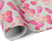 Papier Cadeau Texture tirée à la main de fraise mûre (Coin rond)