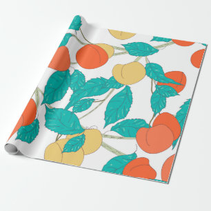 Papier Cadeau Texture transparente avec fruits et feuilles