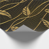 Papier Cadeau Texture transparente or et noir avec relief feuill (Coin)