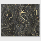 Papier Cadeau Textures de strates de géode noire et dorée  (Plat)