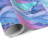 Papier Cadeau Textures fluides, art abstrait de luxe. (Coin rond)