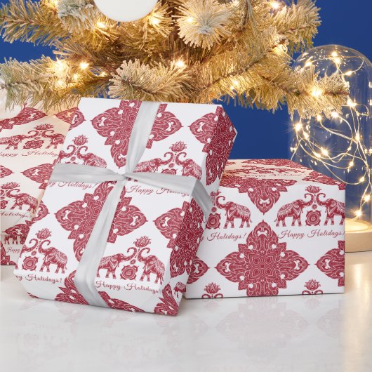 Papier Cadeau Thaïlande Elephant Joyeux Joyeux Joyeux Cadeau Rou (Vacances)