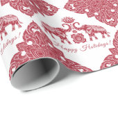 Papier Cadeau Thaïlande Elephant Joyeux Joyeux Joyeux Cadeau Rou (Coin rond)