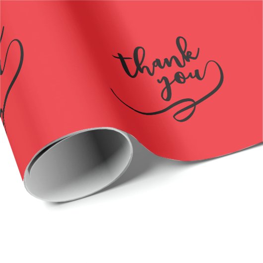 Papier Cadeau Thank You Bright Red Classical Unique Simple (Coin rond)