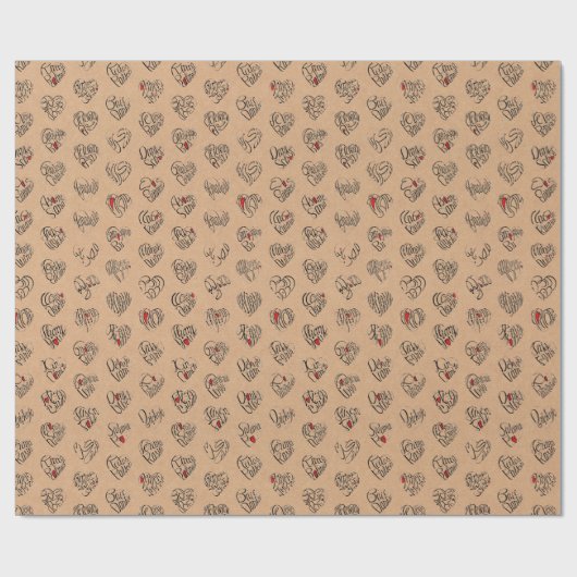 Papier Cadeau Thank you & heart in 44langs as BK ♡shaped pattern (Plat)