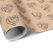 Papier Cadeau Thank you in 44langs as black heart shaped pattern (Coin rond)