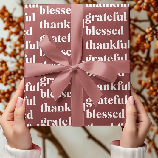 Papier Cadeau Thankful Grateful Blessed Autumn