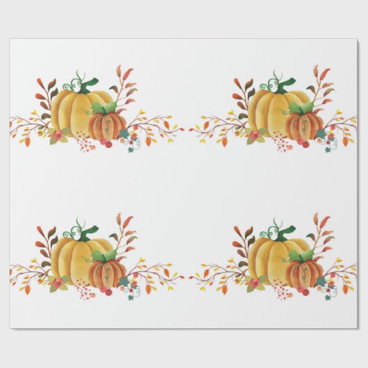 Papier Cadeau Thanksgiving automne design citrouille (Plat)