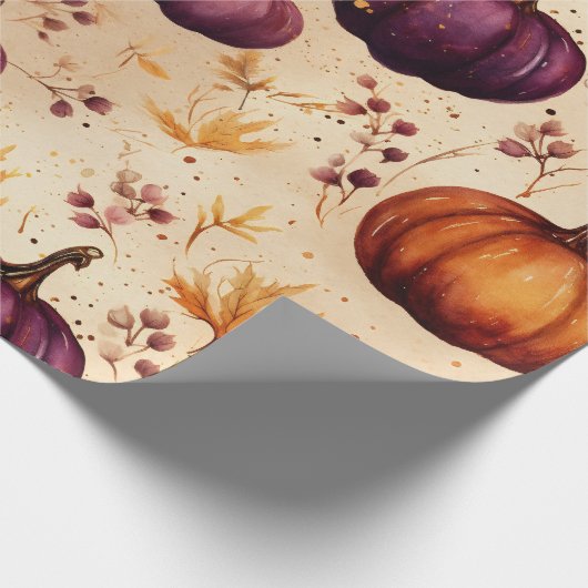 Papier Cadeau Thanksgiving Citrouille Patch Citrouilles Automne (Coin)