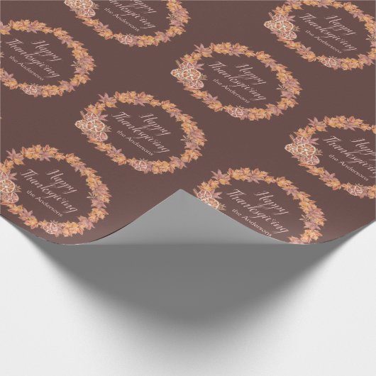 Papier Cadeau Thanksgiving personnalisé | Feuilles de chute d'aq (Coin)