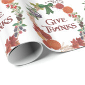 Papier Cadeau Thanksgiving Personnalisé Merci Fall Wreath (Coin rond)