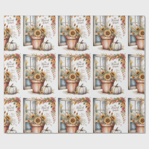 Papier Cadeau Thanksgiving, Russe Country Thanksgiving, Fall,