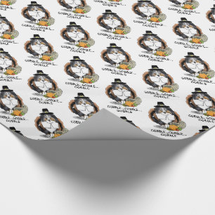 Papier Cadeau Thanksgiving Shetland Sheepdog (merle bleu) Drôle