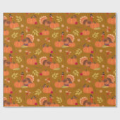 Papier Cadeau Thanksgiving Turkey  Wrapping Paper (Plat)