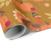 Papier Cadeau Thanksgiving Turkey  Wrapping Paper (Coin rond)