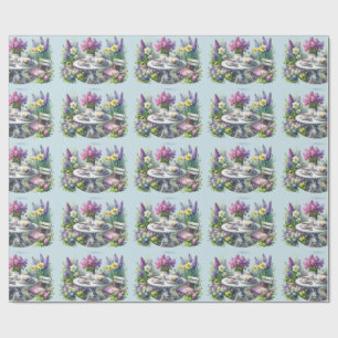 Papier Cadeau Thé à la Fleur Vintage dans le Jardin