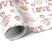 Papier Cadeau Thé Amour Saint-Valentin (Coin rond)