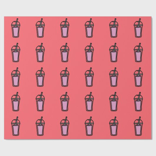 Papier Cadeau Thé au lait thé rose bulle thé (Plat)