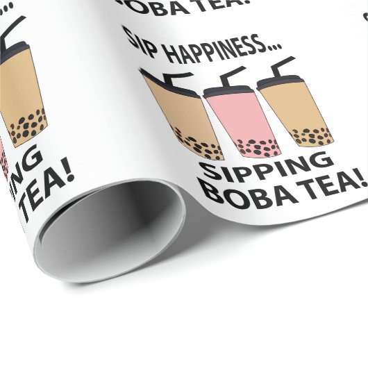 Papier Cadeau Thé Boba Thé aux bulles  (Coin rond)