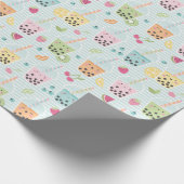 Papier Cadeau Thé de bulle mou sur bande blanche bleu clair (Coin)