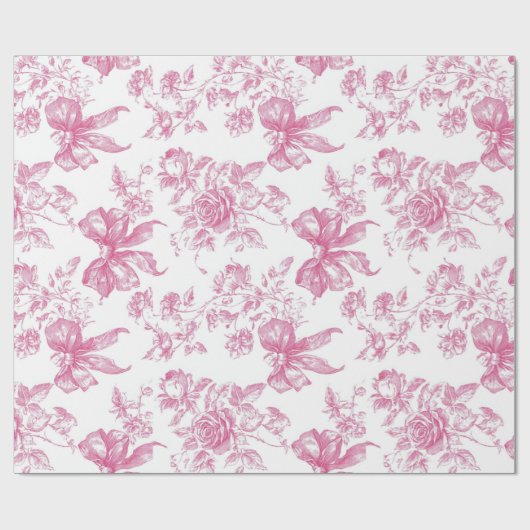 Papier Cadeau Thé de Fleur Sauvage Rose Fête de Mariage (Plat)