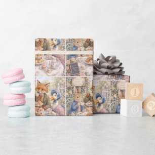 Papier Cadeau Thé de l'après-midi classique lapin canard renard