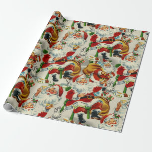 Papier Cadeau Thé de Noël vintage avec le Père Noël
