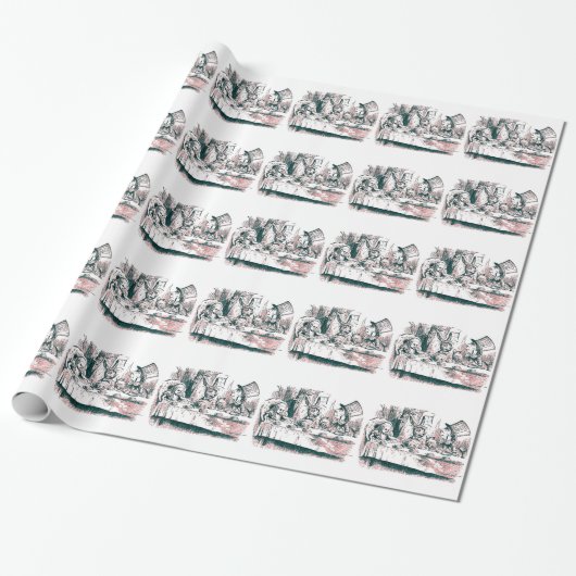 Papier Cadeau Thé fou de teinte rose (Déroulé)