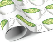 Papier Cadeau Thé japonais Matcha Green Latte Teacup Foin (Coin rond)
