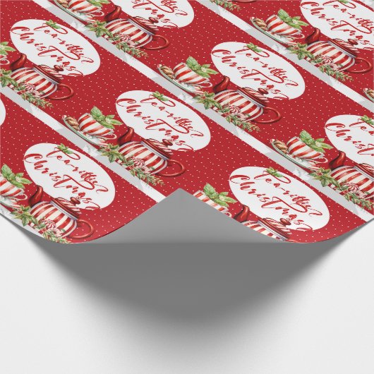 Papier Cadeau Thé-Riffé Noël Rouge et blanc Polka Dot (Coin)