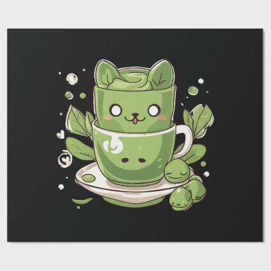 Papier Cadeau thé vert matcha (Plat)